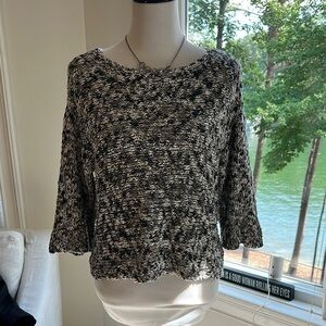 Eileen Fisher Black/white/gold cropped 3/4 Bell Sleeves, XS, Like New